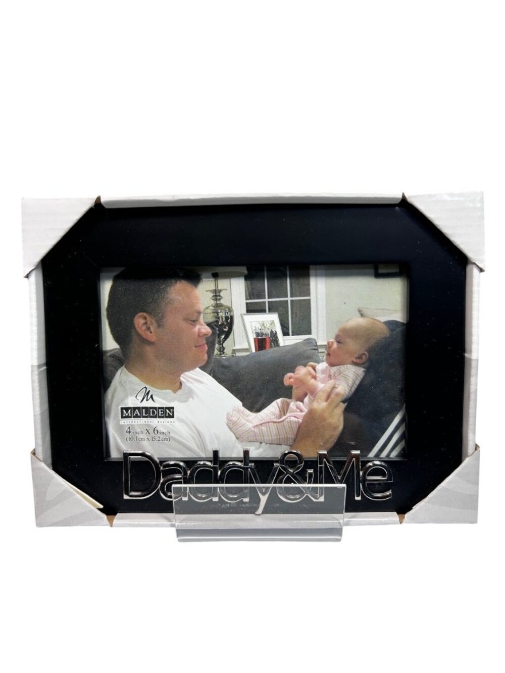 Daddy & Me Picture Frame for 4" X 6" Photo Black With Silver Accents Decorative